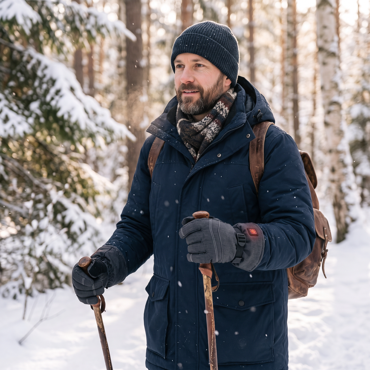 Rechargeable Heated Gloves worn by a man