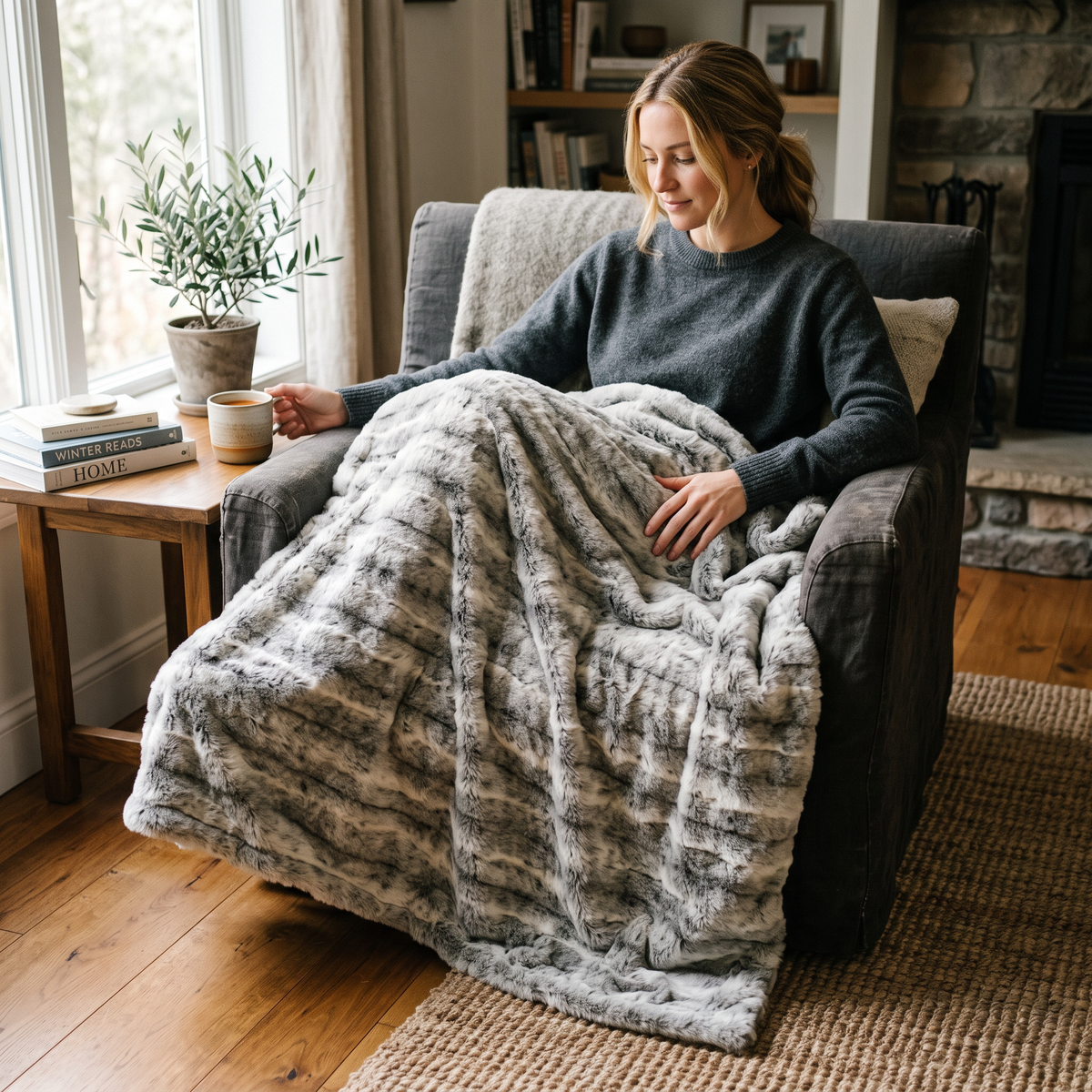 Faux Fur Throw Blanket
