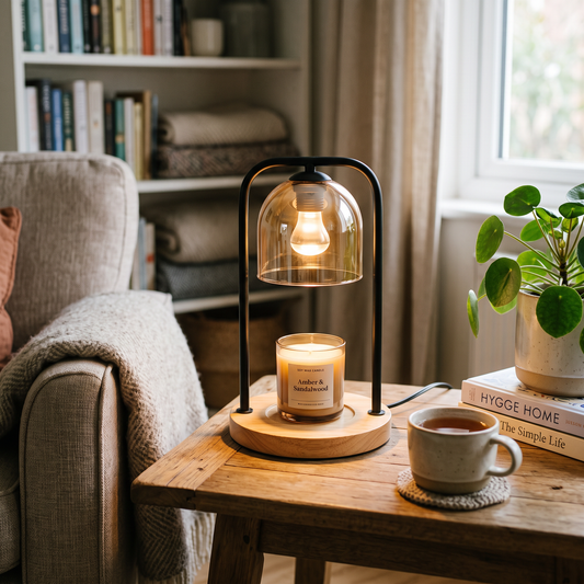 Wood-Base Candle Warmer Lamp