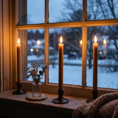 LED Window Taper Candles with Timer