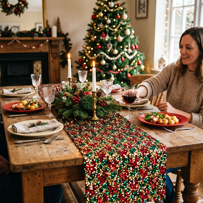 Sparkly Sequin Christmas Table Runner