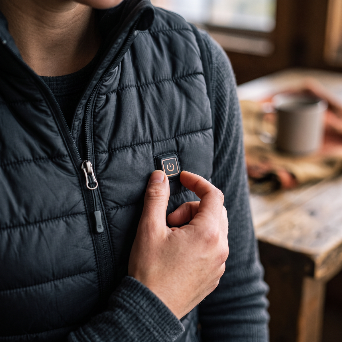 Rechargeable Heated Vest close-up detail