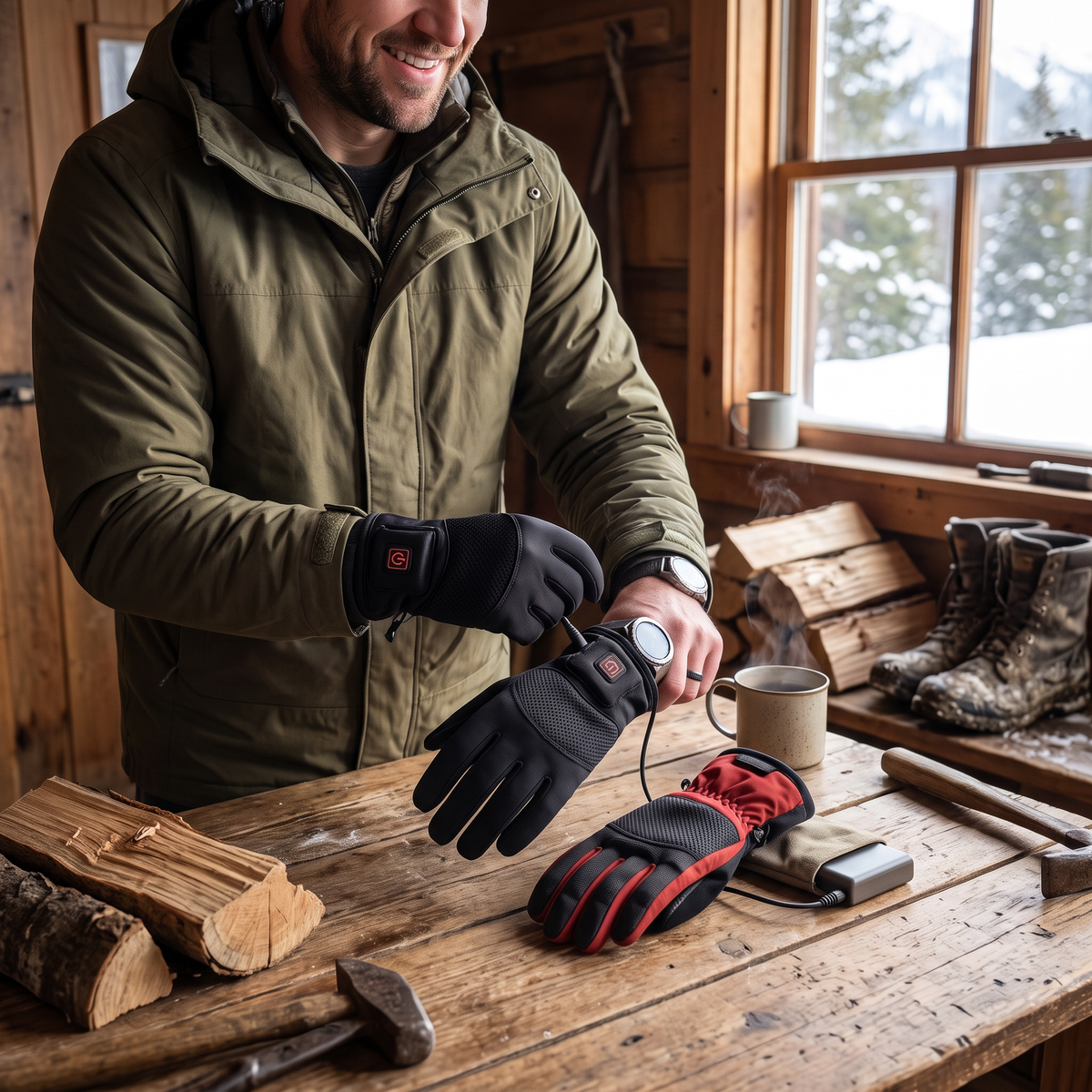 Heated Glove Liners in use