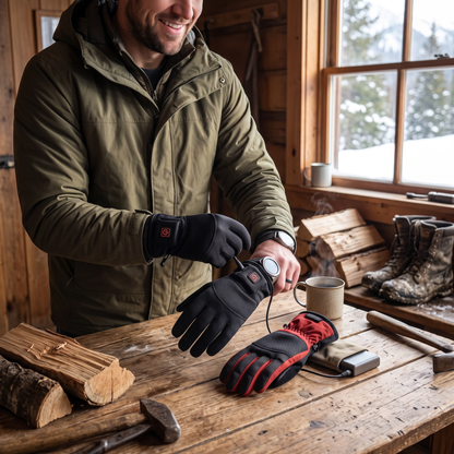 Heated Glove Liners in use