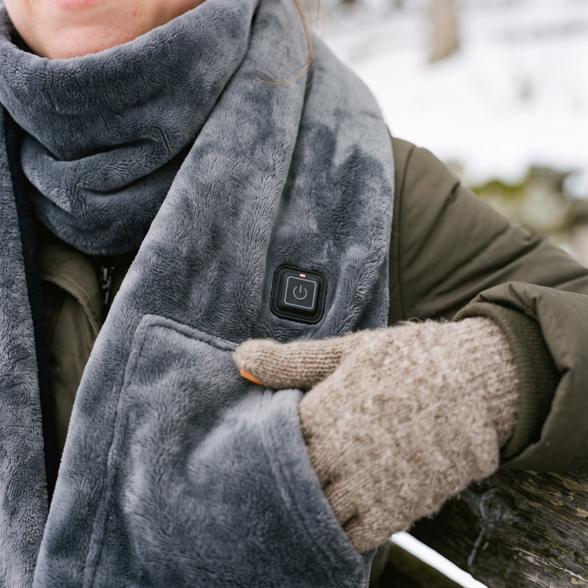 Rechargeable Heated Scarf close-up detail