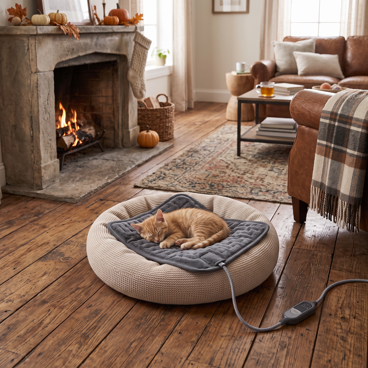 Heated Pet Bed Pad in use