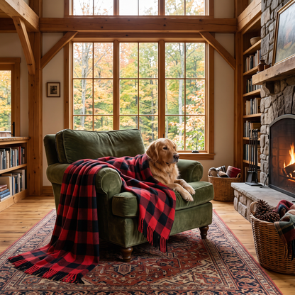 Plaid Flannel Throw Blanket in use