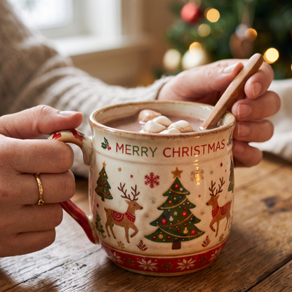 Festive Christmas Ceramic Mug close-up detail