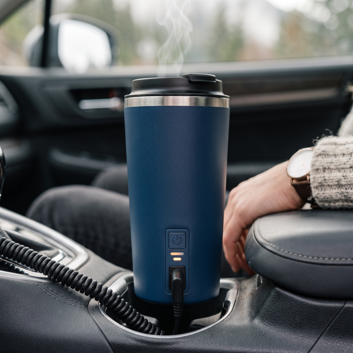 Electric Heated Travel Mug close-up detail