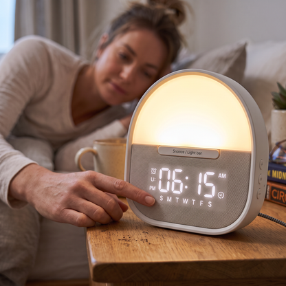 Daylight Lamp with Alarm Clock close-up detail