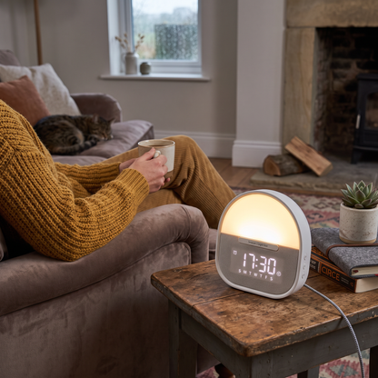 Daylight Lamp with Alarm Clock in use