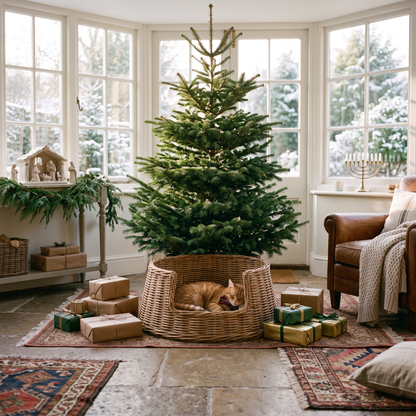 Woven Christmas Tree Collar in use