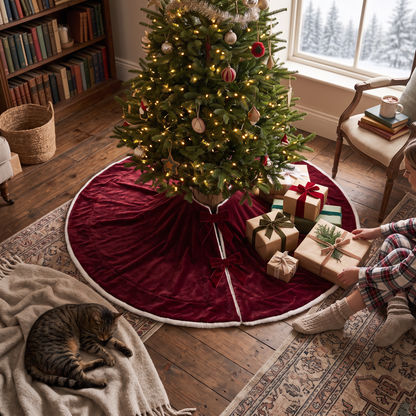 Velvet Christmas Tree Skirt in use