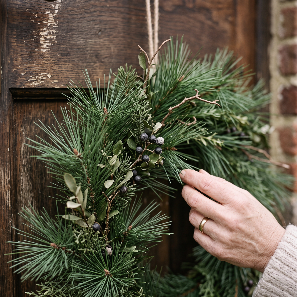 Nordic Norfolk Pine Wreath close-up detail