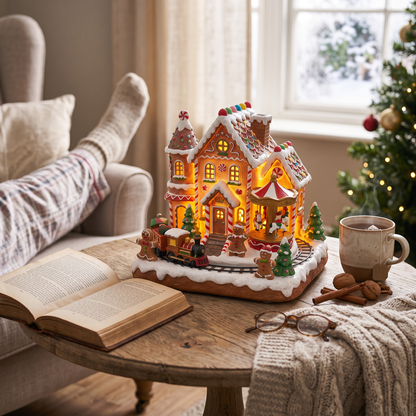 LED Christmas Village House in use