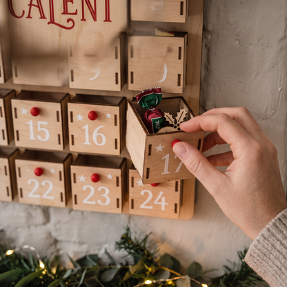 Wooden Christmas Advent Calendar close-up detail