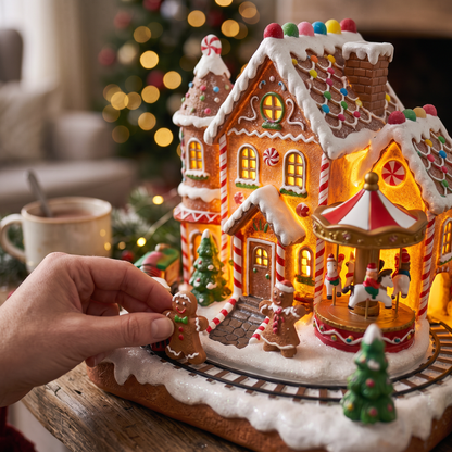 LED Christmas Village House close-up detail