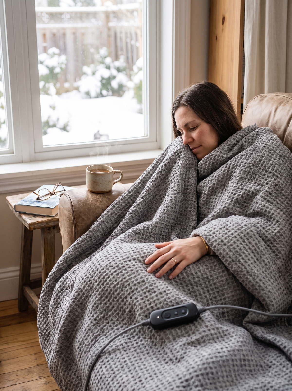 Heated Waffle Throw Blanket Cozy Anywhere You Plug In