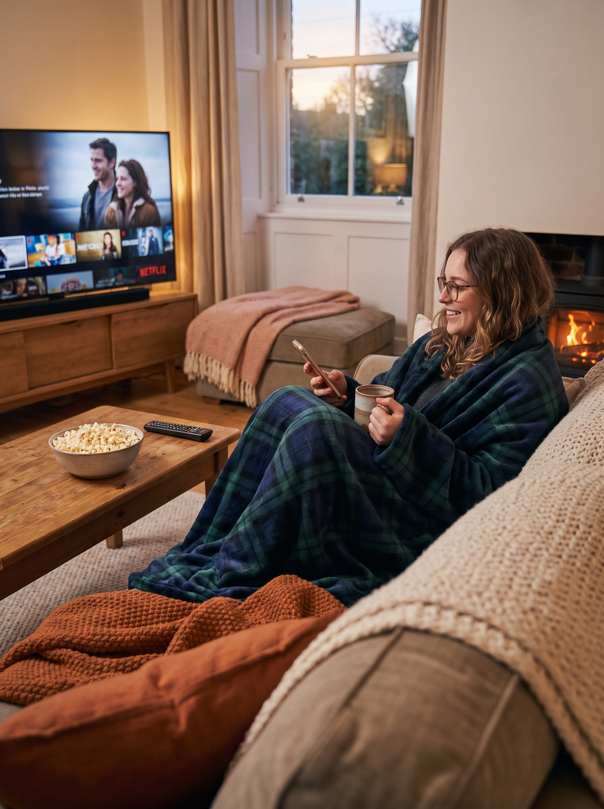 Wearable Flannel TV Blanket Built For Movie Marathons