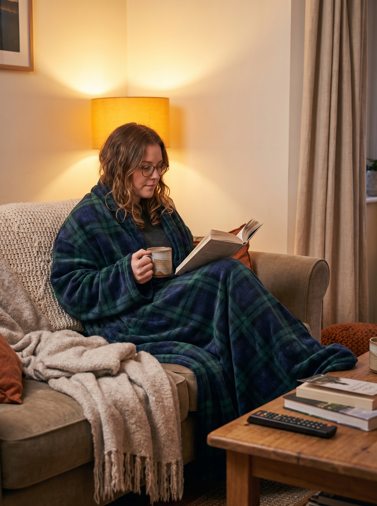 Wearable Flannel TV Blanket Stay Covered, Keep Your Hands Free