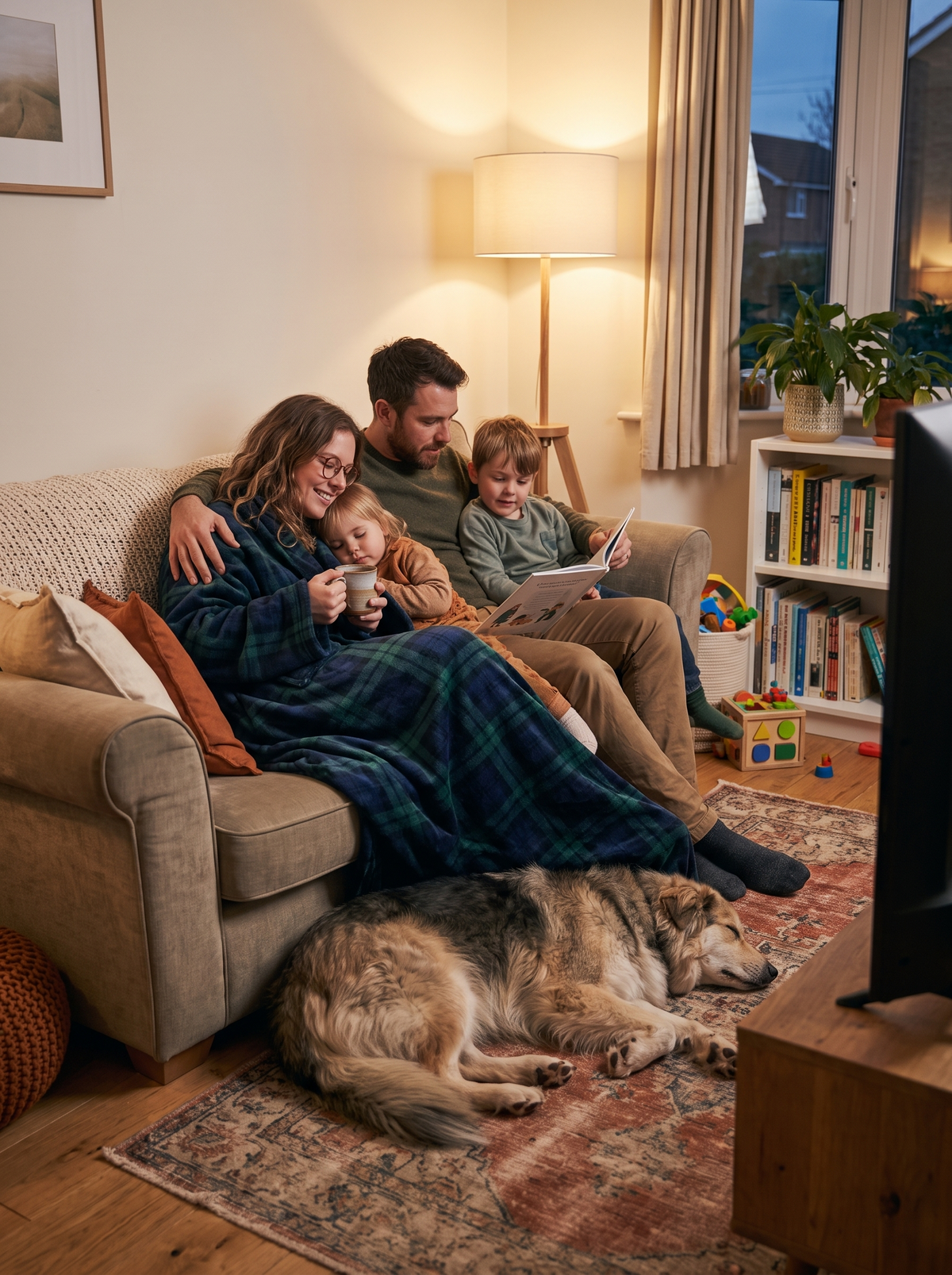 Wearable Flannel TV Blanket Everyone Gets Cozy Together
