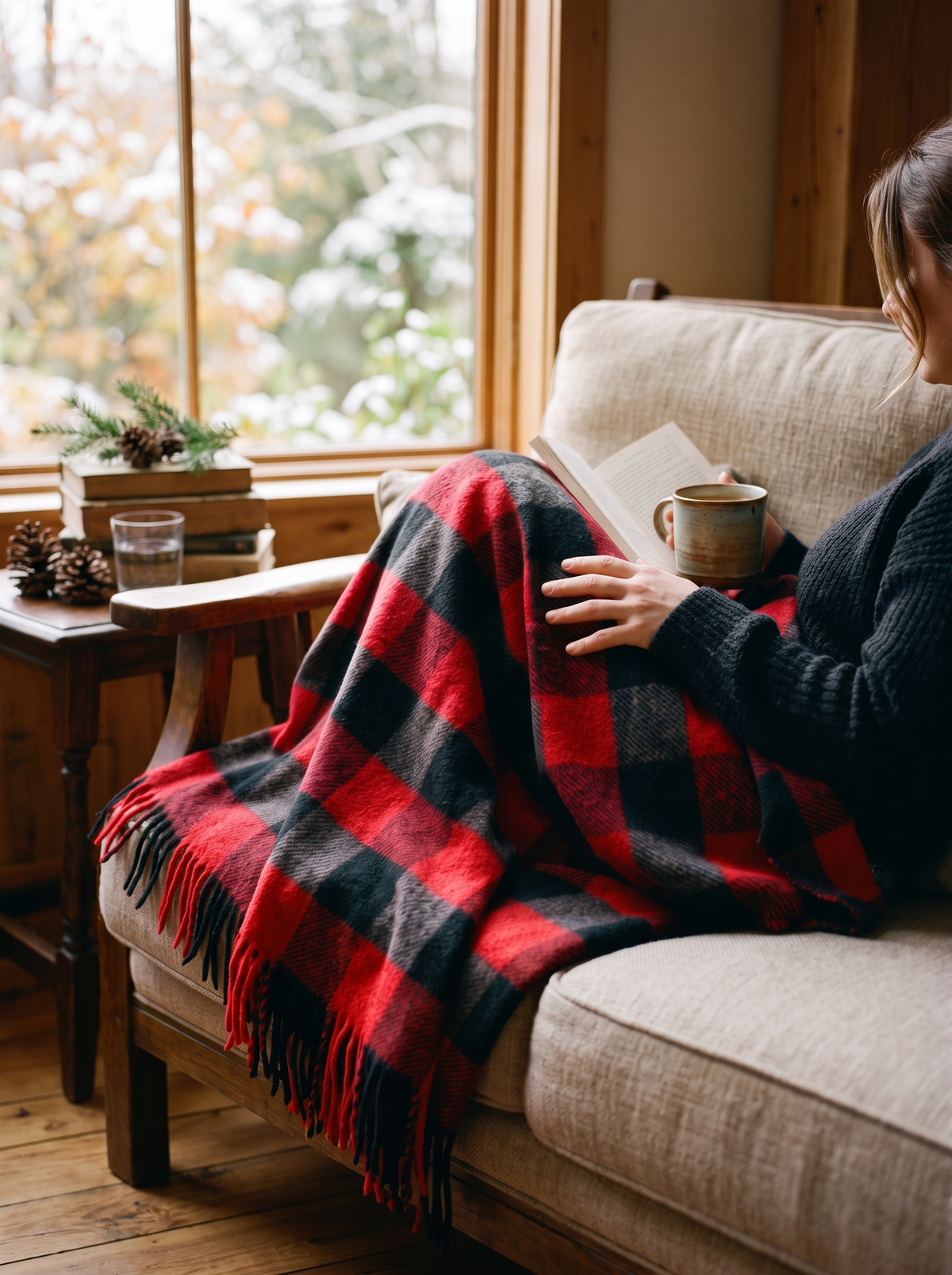 Plaid Flannel Throw Blanket Ready For The Holiday Season