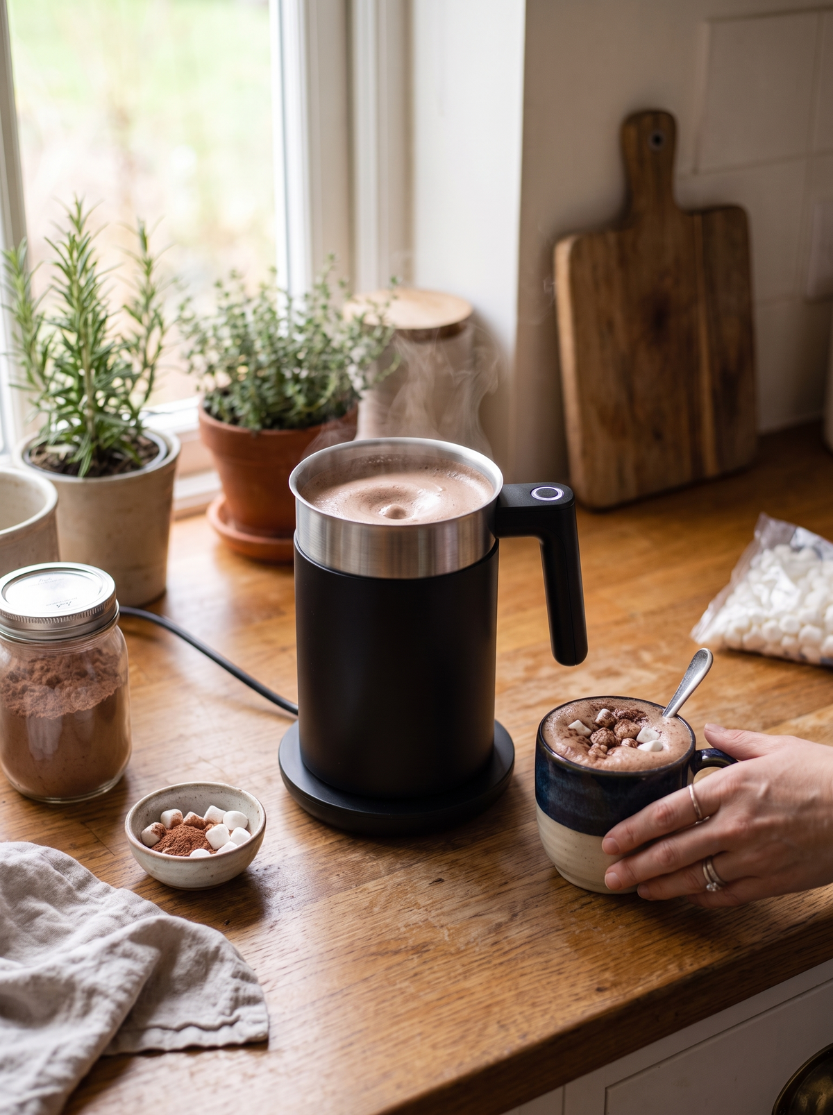 Electric Milk Frother & Hot Chocolate Maker Just Add And Let It Work