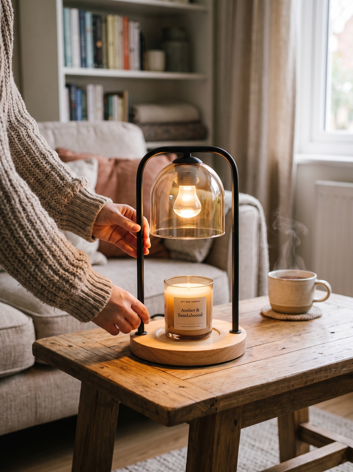 Wood-Base Candle Warmer Lamp A Beautiful Warm Glow