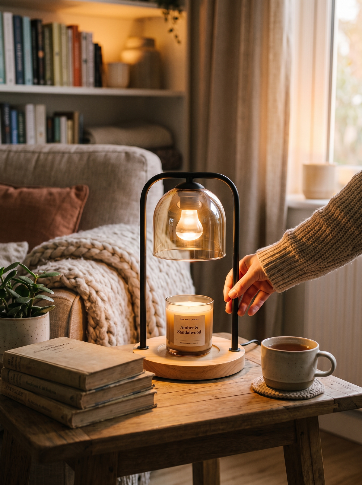 Wood-Base Candle Warmer Lamp Set The Mood Your Way