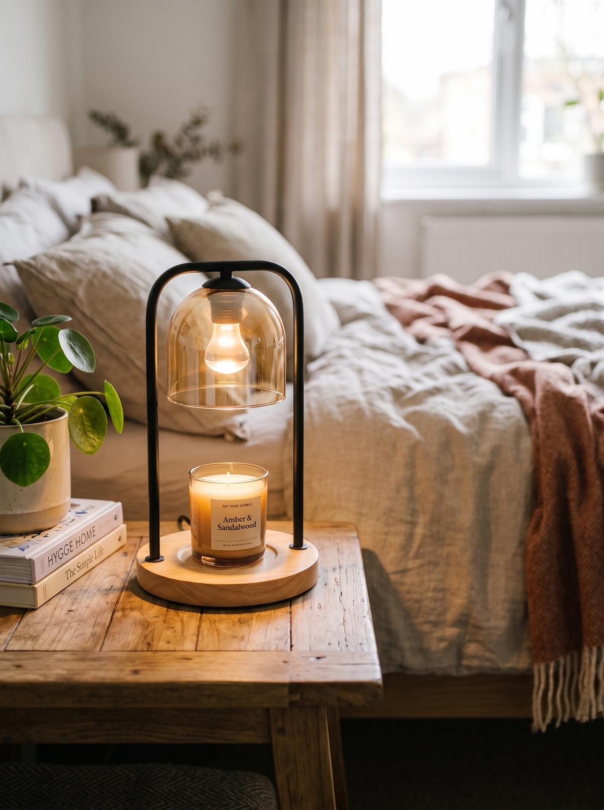 Wood-Base Candle Warmer Lamp Fragrance Without The Flame