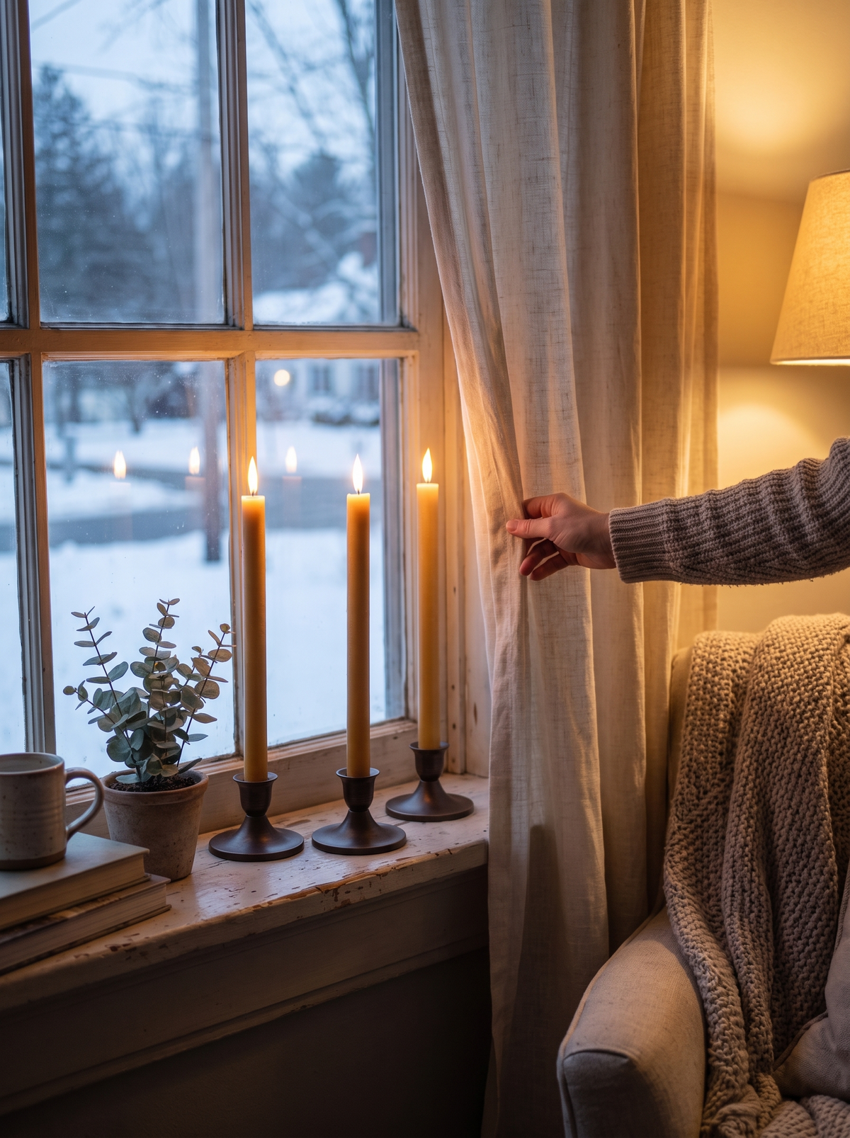 LED Window Taper Candles with Timer Safe Near Curtains And Decor