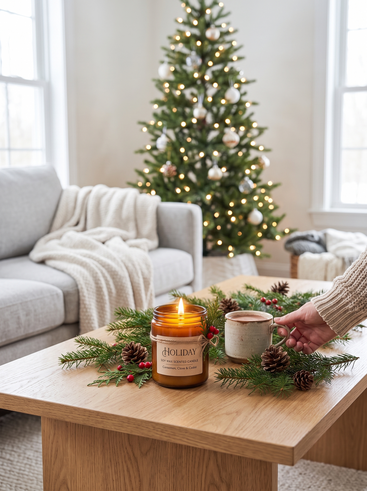 Holiday Soy Wax Scented Candle Clean, Modern Style