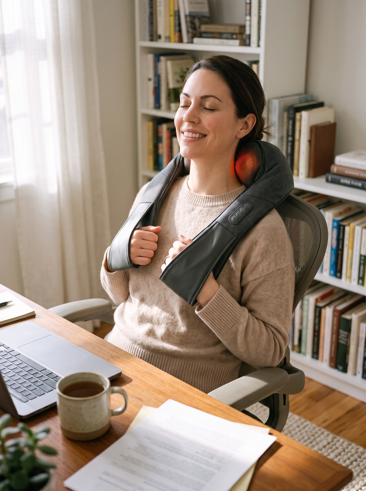 Shiatsu Neck & Shoulder Massager Relief For Desk Day Tension