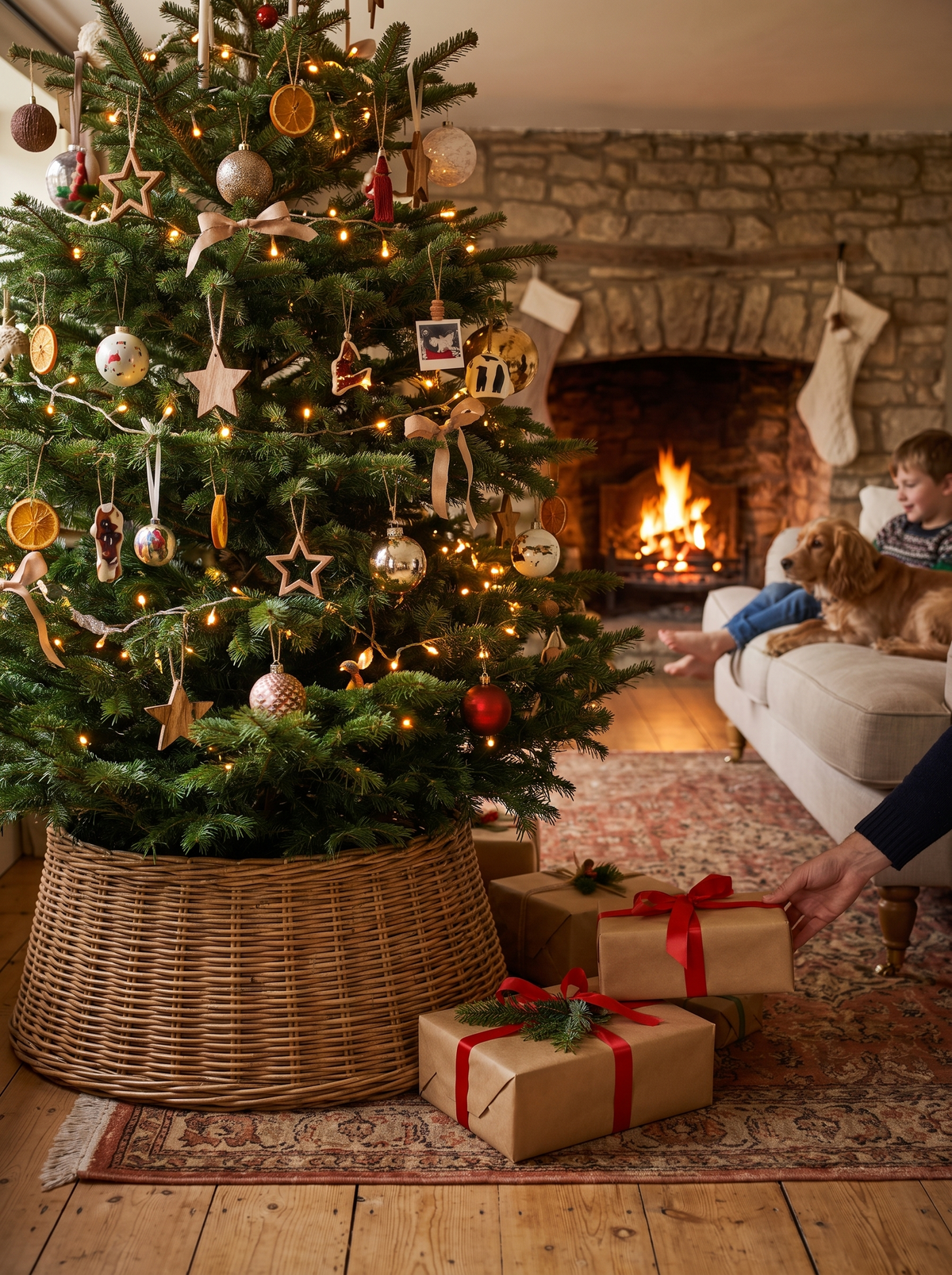 Woven Christmas Tree Collar Hide The Stand Beautifully