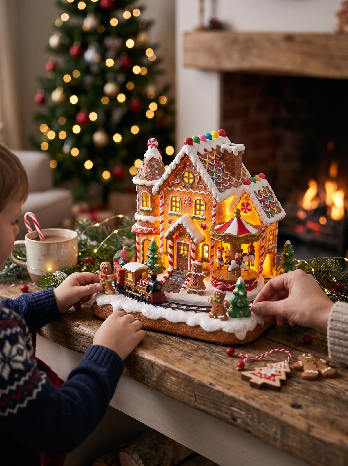 LED Christmas Village House Gingerbread Magic In Motion