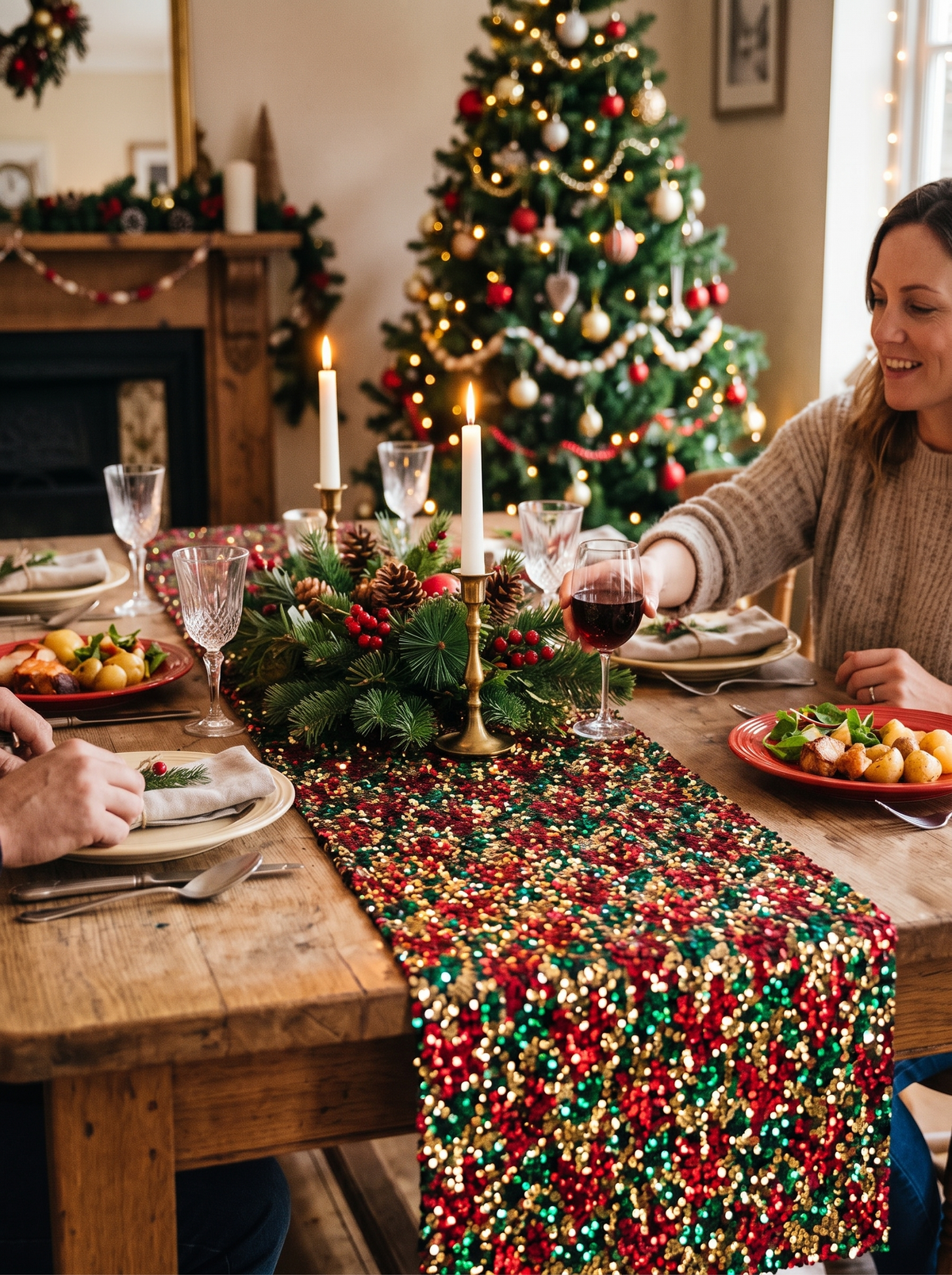 Sparkly Sequin Christmas Table Runner Make Your Table Shine