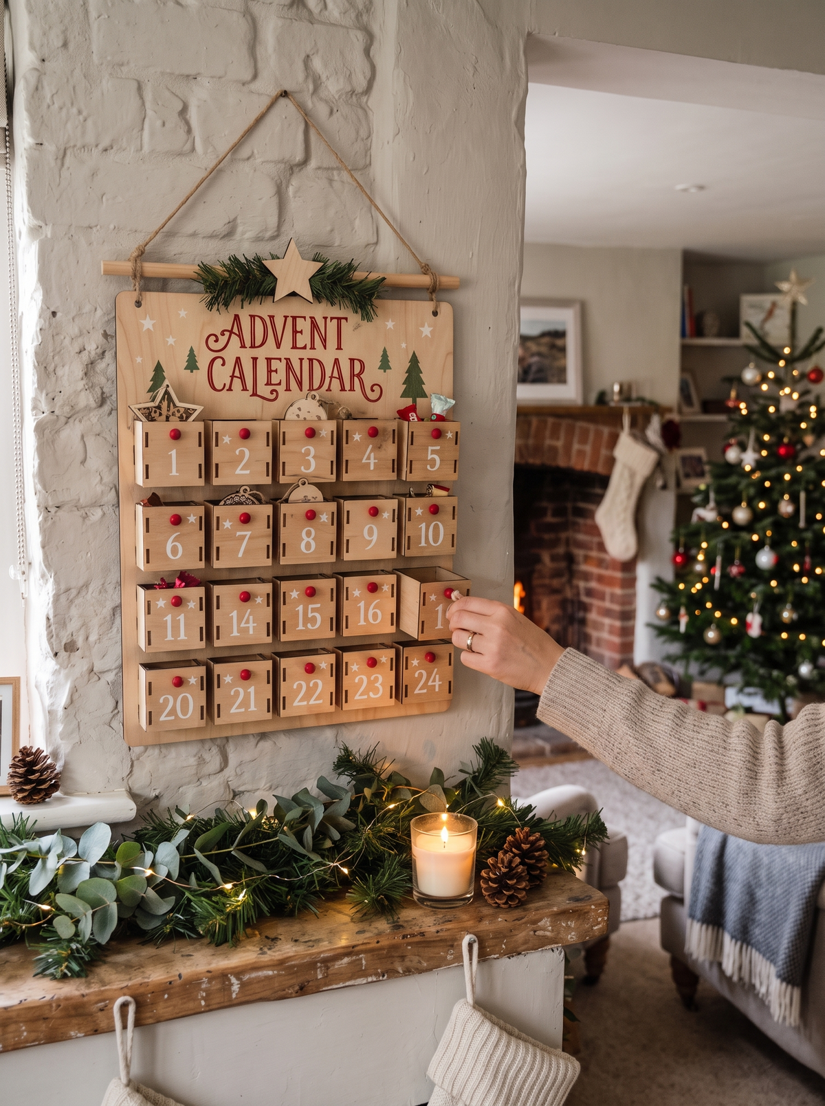 Wooden Christmas Advent Calendar Your Own Daily Surprises