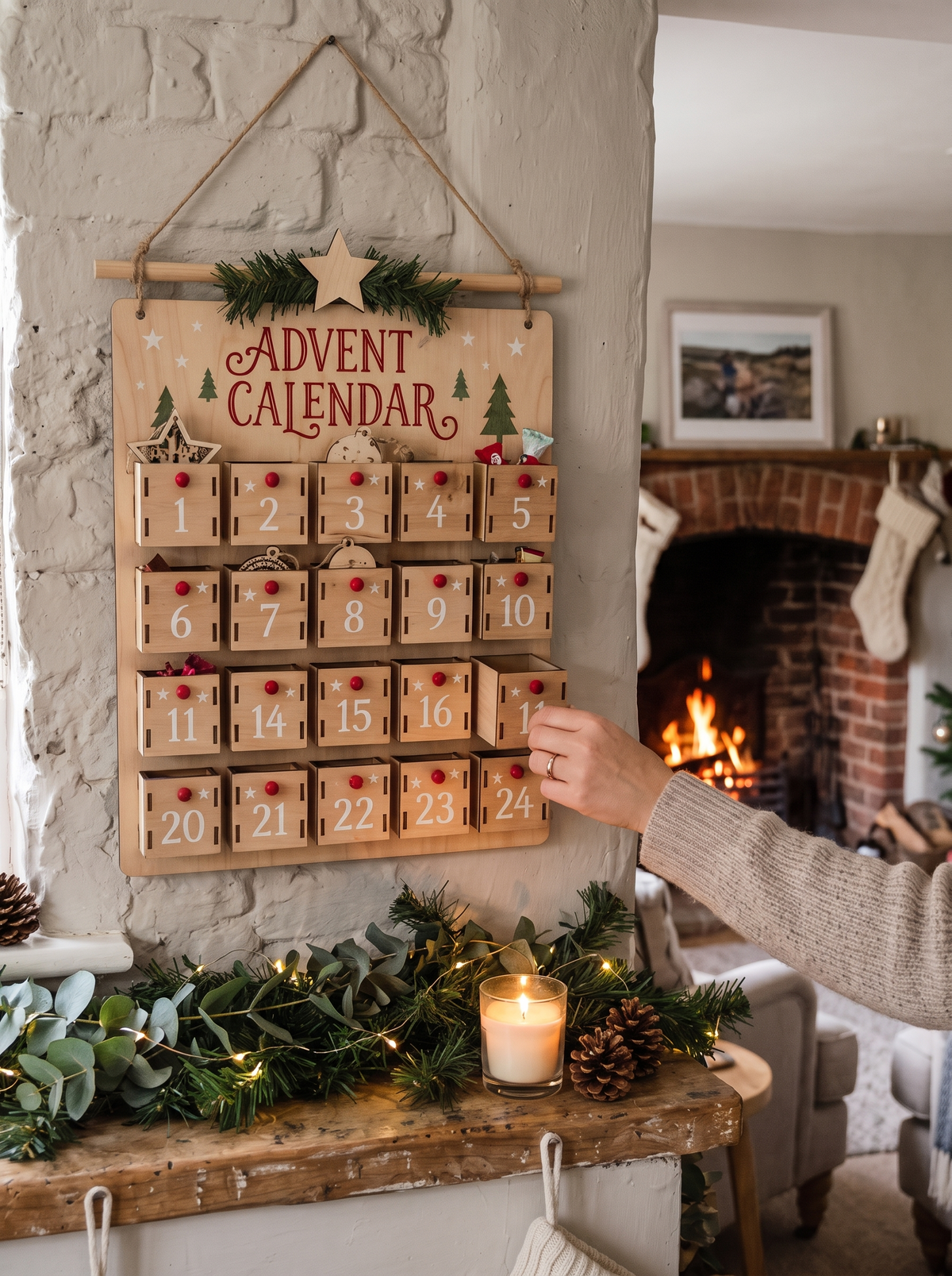 Wooden Christmas Advent Calendar Count Down In Style