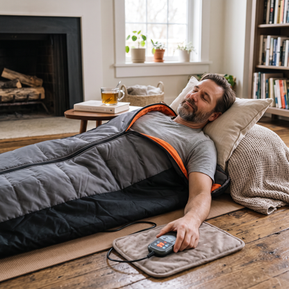 Infrared Sauna Blanket worn by a man