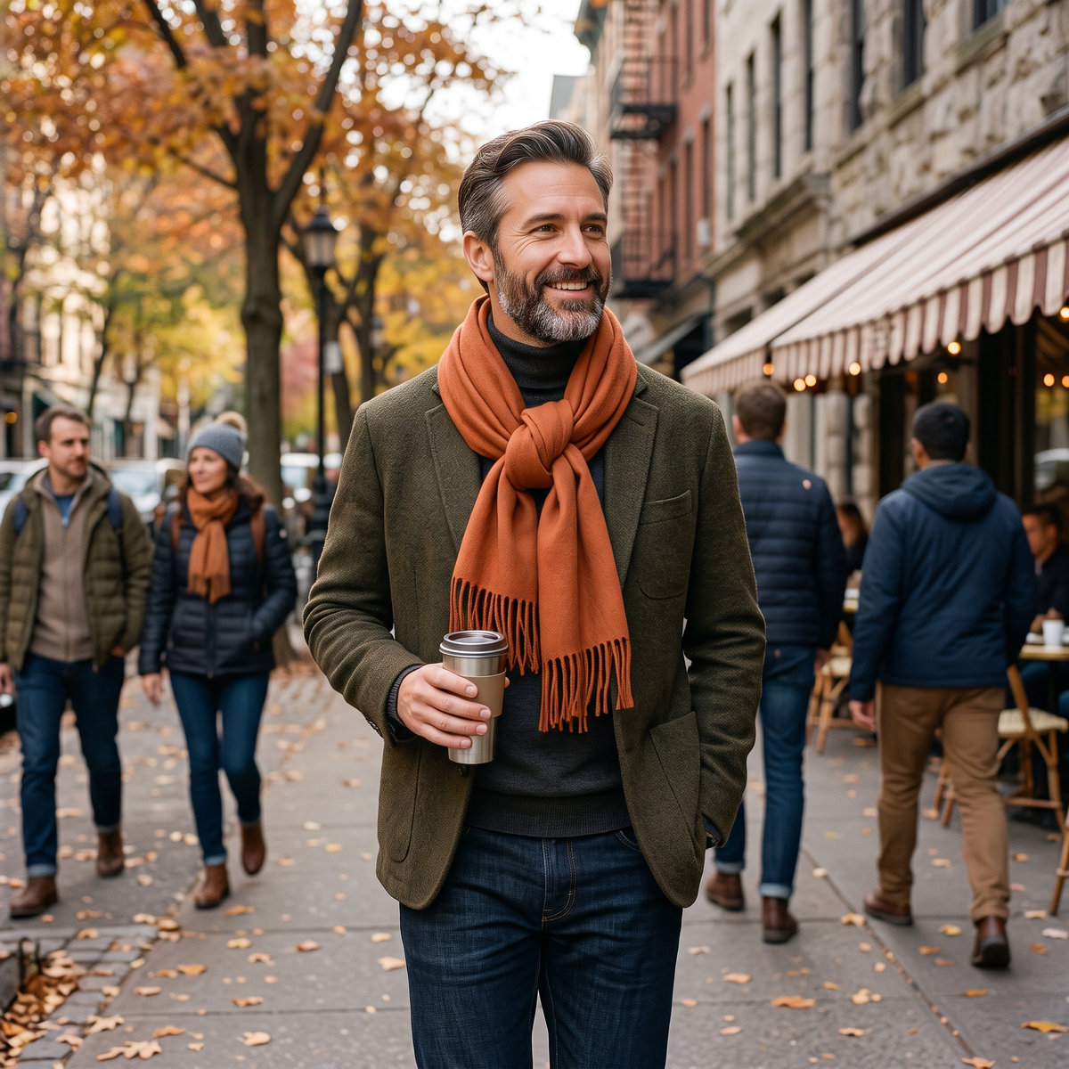 Soft Pashmina Tassel Scarf worn by a man