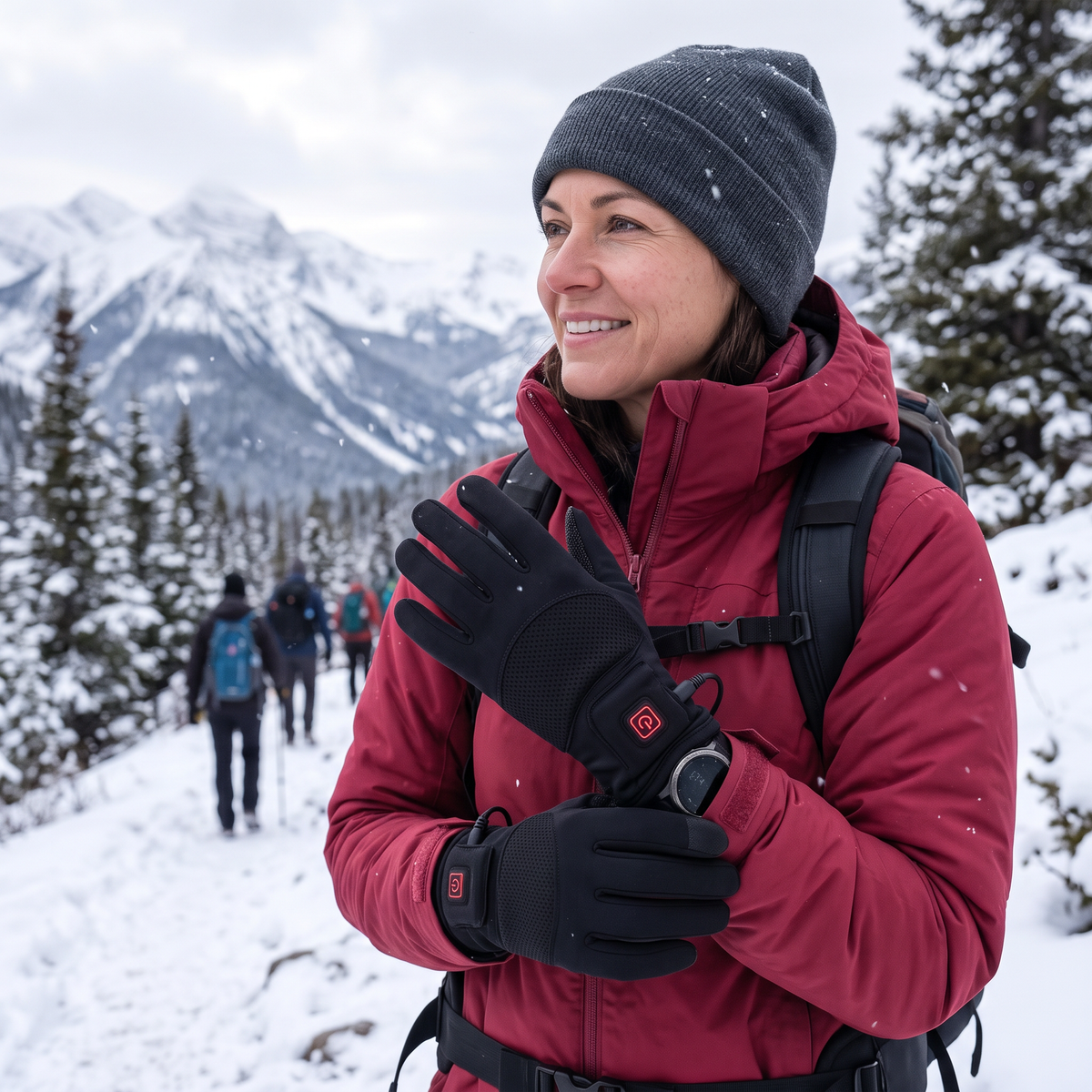 Heated Glove Liners worn by a woman